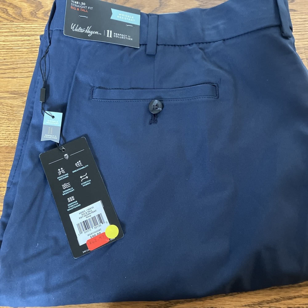 Walter Hagen Perfect 11 Collection Navy Golf Pants W48 L30 Wrinkle Resistant